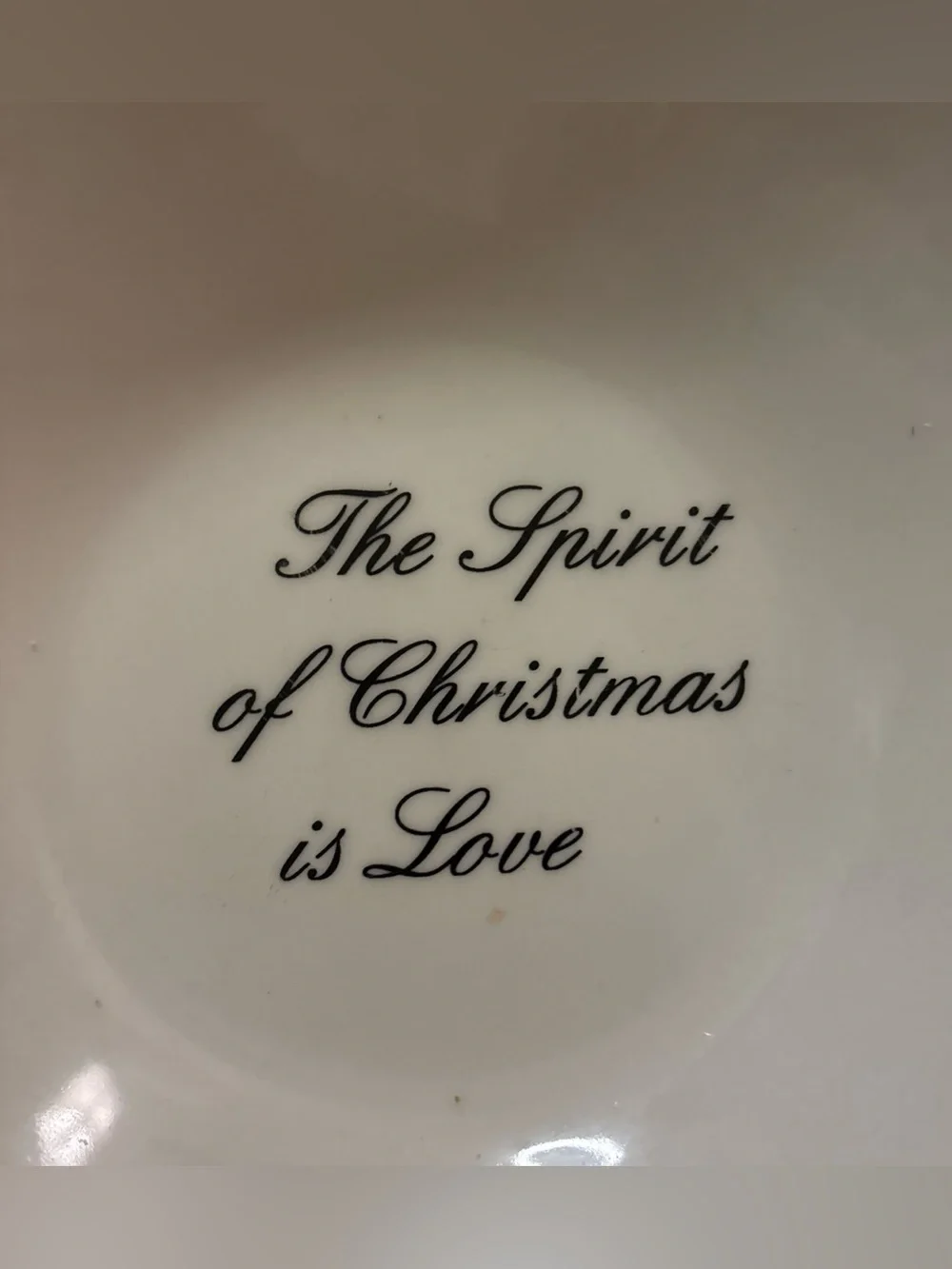 Vintage ATICO Christmas Serving Bowl The Spirit of Christmas is Love Holly Gold